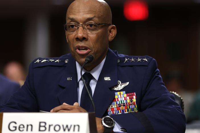 U.S. Air Force General Charles Brown testifies during his confirmation hearing on July 11, 2023.