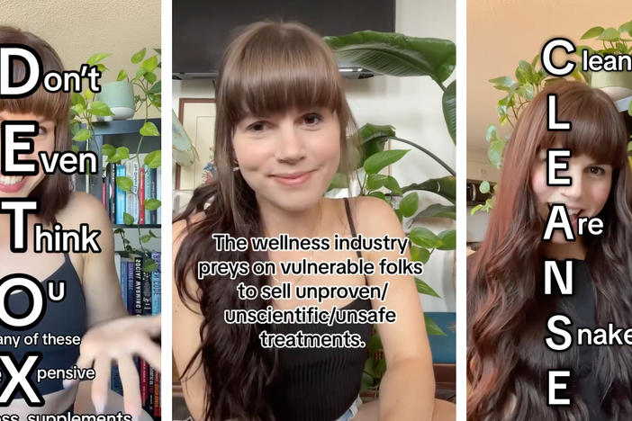 Screenshots from Mallory DeMille's Instagram, where she takes on the wellness industry as @this.is.mallory.