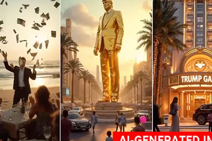 A composite made from an AI-generated video President Trump posted to social media on Tuesday night.