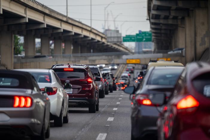 Vehicles travel along Interstate 35 on July 26, 2024 in Austin, Texas.