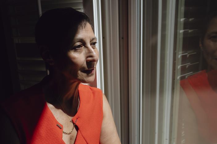 Myra Solano Garcia in Upland, California, 2024. Garcia has been living with Alzheimer's disease and is taking one of the two approved drugs on the market to try to slow its symptoms.