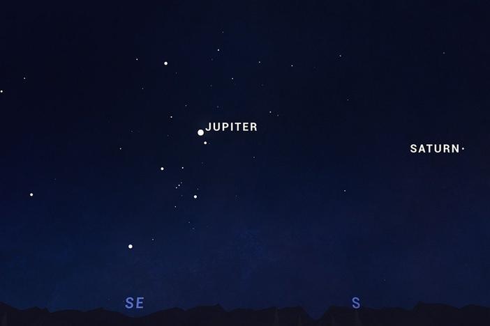 This chart of the night sky from NASA shows Mars, Jupiter, Saturn, and Venus in a "planet parade" in January 2025.