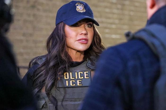 Homeland Security Secretary Kristi Noem oversaw immigration enforcement operations in New York City in January.
