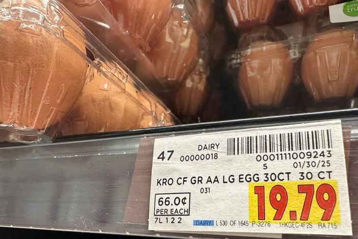 Eggs for sale at 66 cents each from a supermarket in Monterey Park, Calif., on Feb. 10.