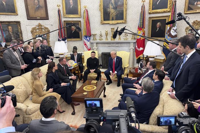 President Trump meets with Ukraine President Volodymyr Zelenskyy in the Oval Office at the White House on Friday.