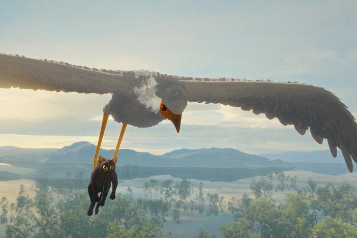 A scene from the Oscar-nominated animated film <em>Flow.</em>