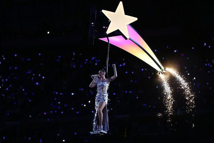 Katy Perry performs during the Super Bowl halftime show at University of Phoenix Stadium on Feb. 1, 2015, in Glendale, Ariz. Now she'll be in space but for real this time.