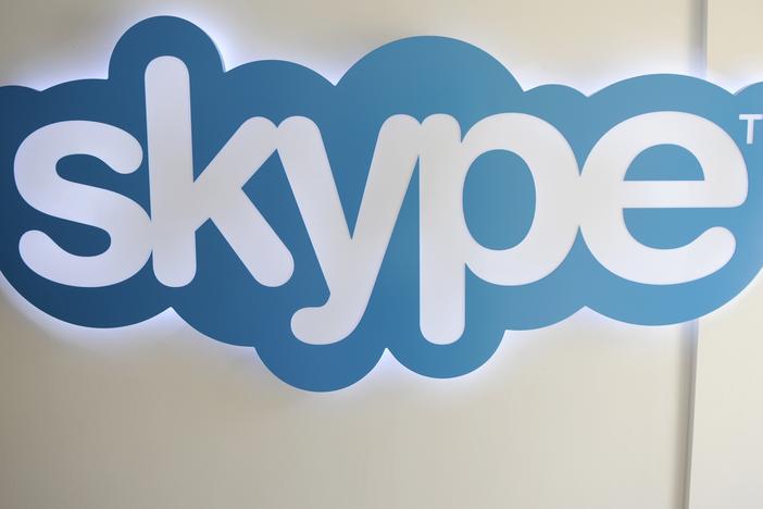 The Skype logo is pictured at Skype headquarters in Luxembourg on May 10, 2011. Microsoft says the free video calling service will end in May.