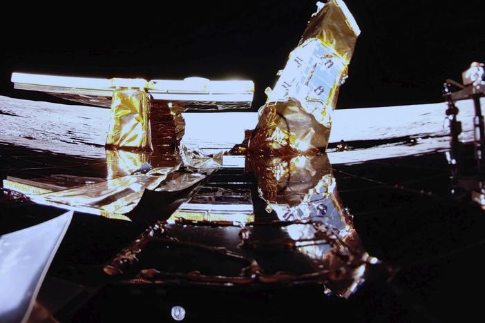 Private lunar lander Blue Ghost is seen after touching down on the moon on March 2.