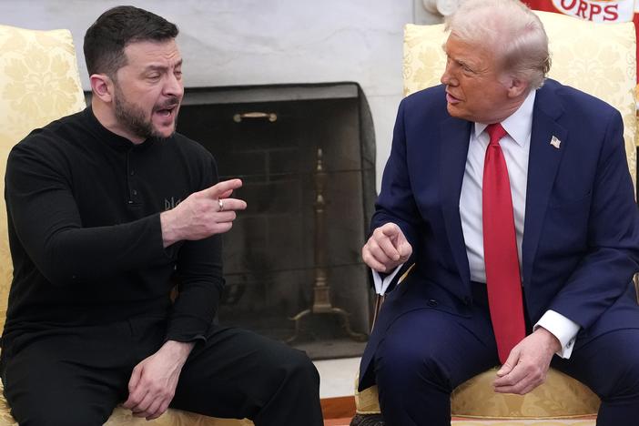President Trump and Ukrainian President Volodymyr Zelenskyy during their Oval Office last Friday.  Zelenskyy left the contentious meeting without a deal.