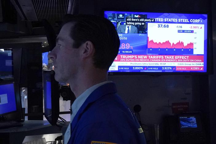 Traders work on the floor of the New York Stock Exchange in the Financial District in New York City on Tuesday.
