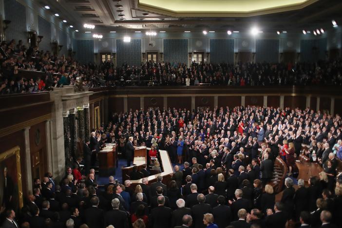 The view as President Trump delivered a State of the Union address in the chamber of the U.S. House of Representatives in January 2018.