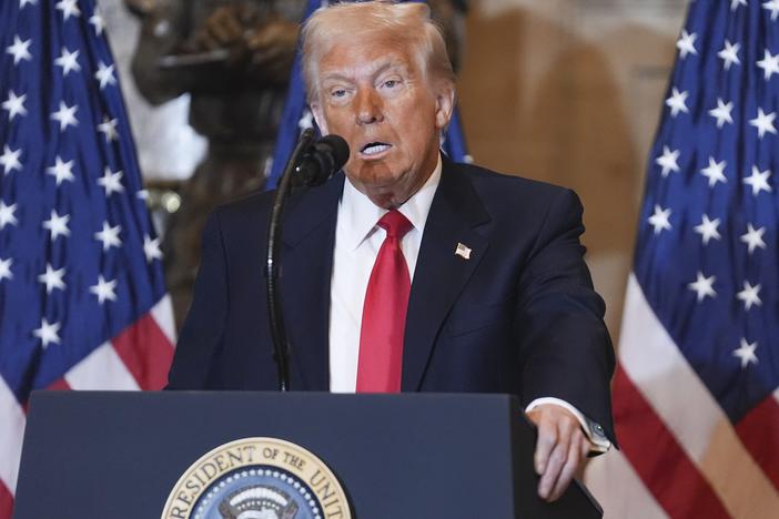 President Donald Trump speaks at the National Prayer Breakfast at the Capitol in Washington, Feb. 6, 2025.