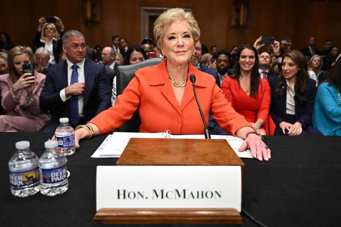 Linda McMahon, pictured here at her Senate confirmation hearing in February, previously led the U.S. Small Business Administration and World Wrestling Entertainment (WWE).