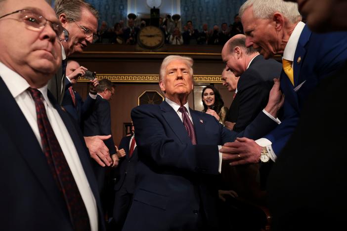 President Trump arrives for a joint session of Congress in the U.S. Capitol in Washington, D.C., on March 4.