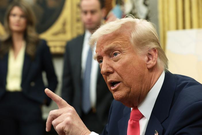 President Trump speaks after signing executive orders in the Oval Office on Thursday.
