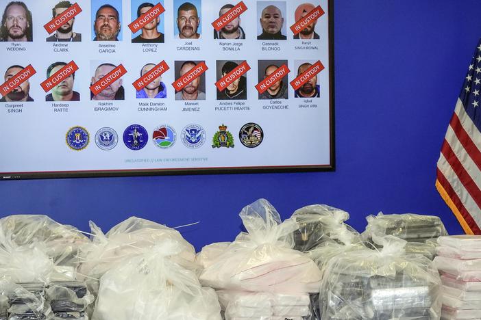 Canadian former Olympic snowboarder Ryan Wedding, 43, who is a fugitive, is seen top left, with 15 other defendants who have been charged in a 16-count superseding indictment for allegedly running and participating in a transnational drug trafficking operation that routinely shipped hundreds of kilograms of cocaine, from Colombia, through Mexico and Canada and other locations in the United States.