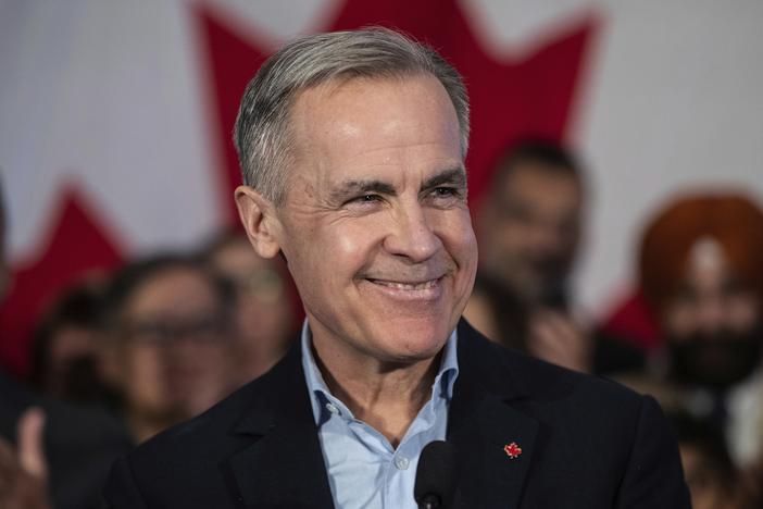 Mark Carney speaks during his Liberal leadership campaign launch in Edmonton, Jan. 16, 2025.