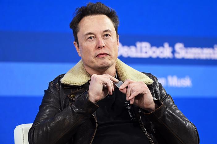 Elon Musk at <em>The New York Times </em>Dealbook conference in November 2023, when he criticized advertisers for boycotting his social media platform, X, after Media Matters and other groups reported on the rise of extremist content on the platform since his 2022 purchase.