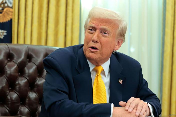 President Trump speaks before signing an executive order in the Oval Office at the White House on March 7.