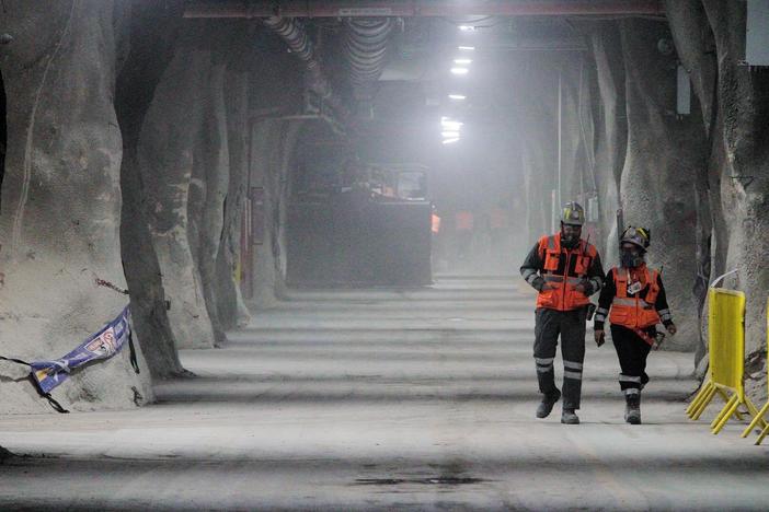 Employees of the Codelco's Chuquicamata copper mine work in Calama in Chile's Antofagasta province, on April 11, 2023.