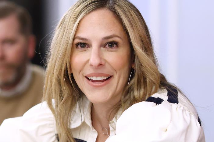NWSL Commissioner Jessica Berman speaks with the press during the 2025 NWSL Media Day in January.