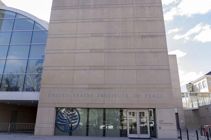 The United State Institute of Peace building is seen, Monday, March 17, 2025, in Washington.