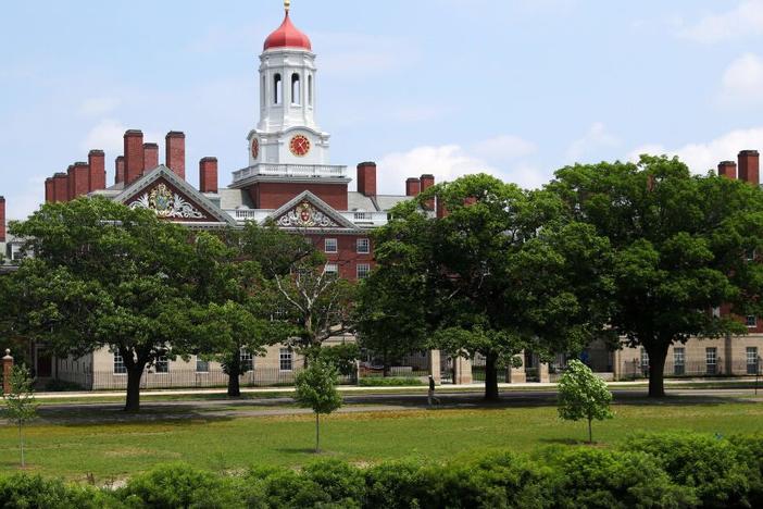 A view of the campus of Harvard University