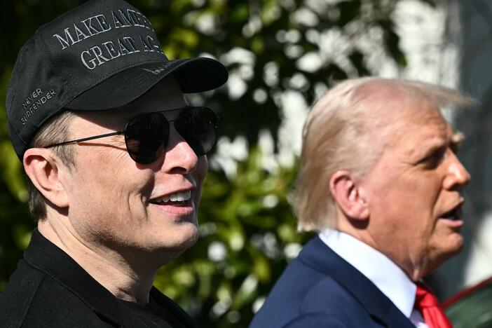 President Donald Trump and Tesla CEO Elon Musk speak to the press at the White House on March 11