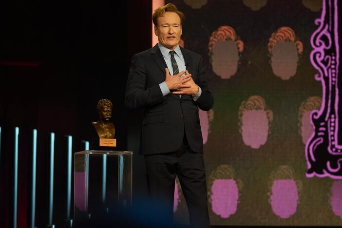 Conan O'Brien accepts the Mark Twain Prize for American Humor at the Kennedy Center on March 23, 2025.