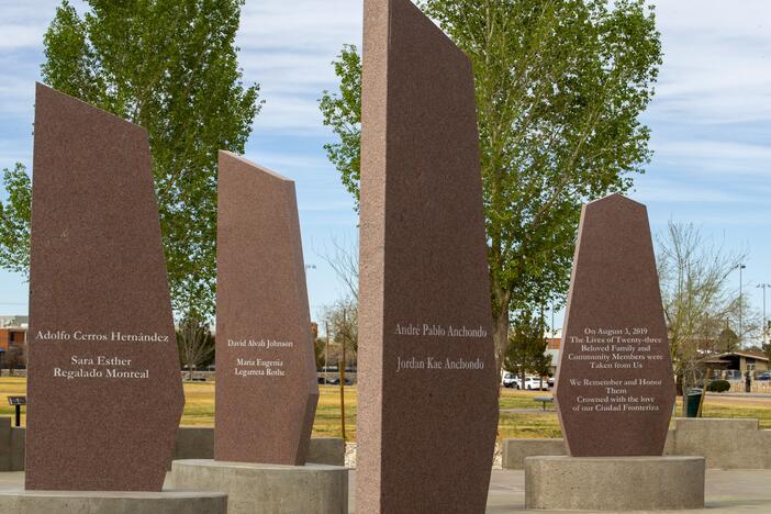 A memorial to honor the victims of the 2019 Walmart mass shooting, is pictured on Tuesday, March 25, 2025, in El Paso, Texas.