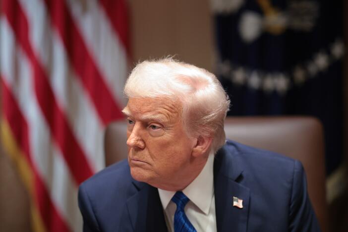 President Trump takes questions from reporters during an Ambassador Meeting in the Cabinet Room of the White House on Tuesday, where he addressed the news that Jeffrey Goldberg, the editor-in-chief of The Atlantic, was accidentally added to a Signal group chat of top administration officials, where highly sensitive national security information was discussed.
