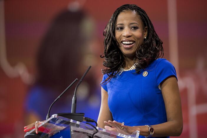 Rep. Mia Love, R-Utah, speaks at a conference in National Harbor, Md., on Feb. 26, 2015. Love died on March 23, 2025, from an aggressive type of brain cancer called glioblastoma.