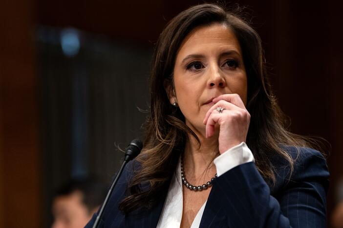 Rep. Elise Stefanik, R-N.Y., testifies before the Senate Foreign Relations Committee on her nomination to be ambassador to the United Nations on Jan. 21, 2025.