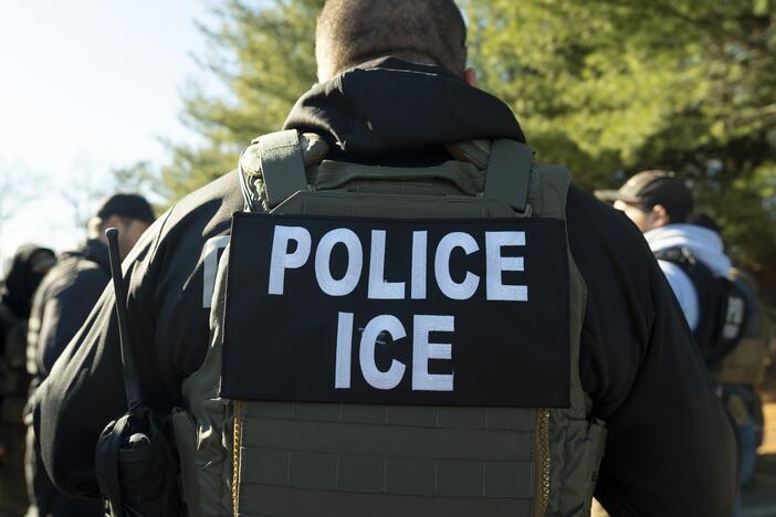 The director of U.S. Immigration and Customs Enforcement's Baltimore Field Office, Matt Elliston, listens during a briefing on Jan. 27 in Silver Spring, Maryland.