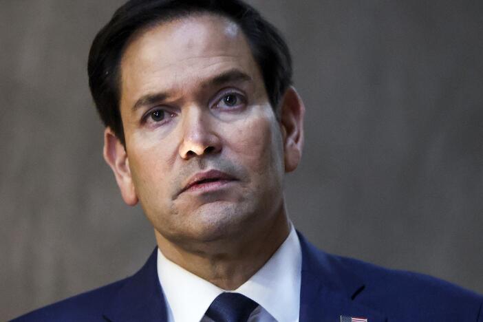 Secretary of State Marco Rubio speaks during his visit to the Yad Vashem Holocaust Memorial museum in Jerusalem on February 16, 2025.