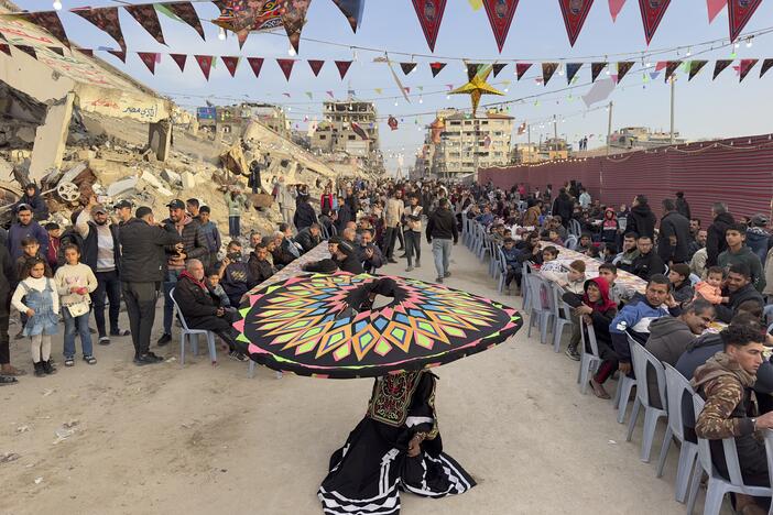 Palestinians celebrate breaking the fast during the Muslim holy month of Ramadan in Gaza City, Gaza Strip, on March 6.
