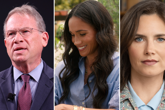 From left: Jeffrey Goldberg, Meghan Markle and Amanda Knox.