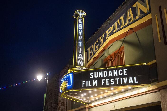The marquee of the Egyptian Theatre at the Sundance Film Festival in Park City, Utah on Jan. 28, 2020.