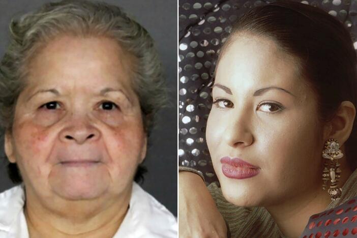 This combination of photos shows Yolanda Saldívar (from left), who is serving a life sentence at the Patrick L. O'Daniel Unit prison in Gatesville, Texas, and Tejano music star Selena posing in Corpus Christi, Texas, on March 7, 1995.
