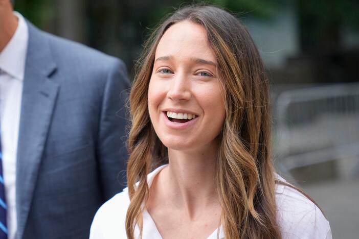 Charlie Javice leaves federal court in New York on Aug. 23, 2023.