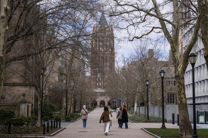 Alexander Walk at Yale University campus in New Haven, Connecticut, U.S., on April 7, 2024.