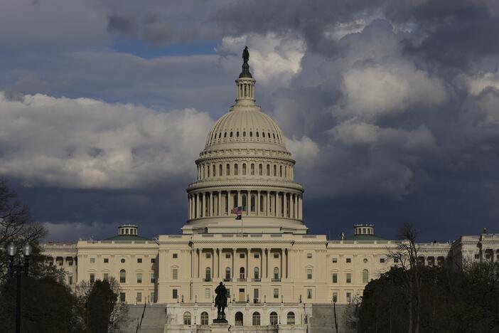 Senate Republicans have approved a new framework for a sweeping multi-trillion dollar plan to address defense, energy, immigration and tax policy. Above, the U.S. Capitol is seen on March 31.