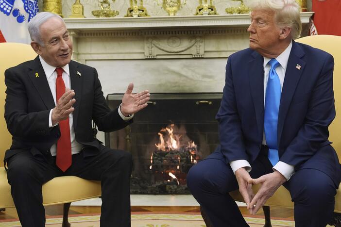 Israeli Prime Minister Benjamin Netanyahu meets with President Trump in the Oval Office of the White House, Feb. 4, in Washington, D.C.