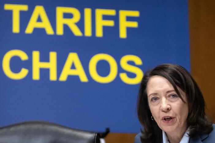 Sen. Maria Cantwell, D-Wash., speaks during a hearing of the Senate Committee on Finance on Capitol Hill, Thursday, March 6, in Washington.