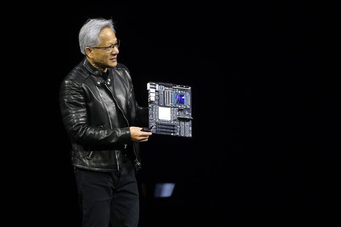 Nvidia CEO Jensen Huang delivers the keynote address at the annual Nvidia GTC conference in San Jose, Calif. last month.