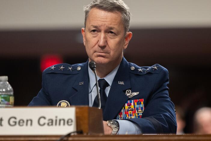 Dan Caine, now chairman of the Joint Chiefs of Staff, testifies during his Senate Armed Services Committee confirmation hearing on April 1.