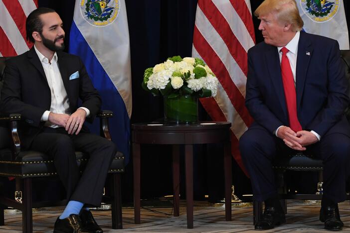 US President Donald Trump and President Nayib Bukele of El Salvador hold a meeting in New York, on September 25, 2019, on the sidelines of the United Nations General Assembly.