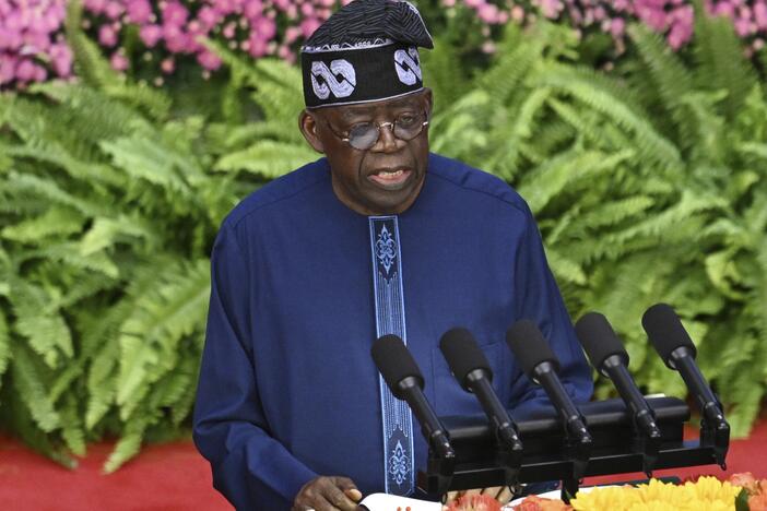 Nigeria's President Bola Ahmed Tinubu speaks at the opening ceremony of the Forum on China-Africa Cooperation (FOCAC) at the Great Hall of the People in Beijing in September, 2024.