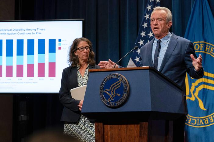 Health and Human Services Secretary Robert F. Kennedy Jr. speaks during a news conference autism rates on Wednesday, April 16, 2025.